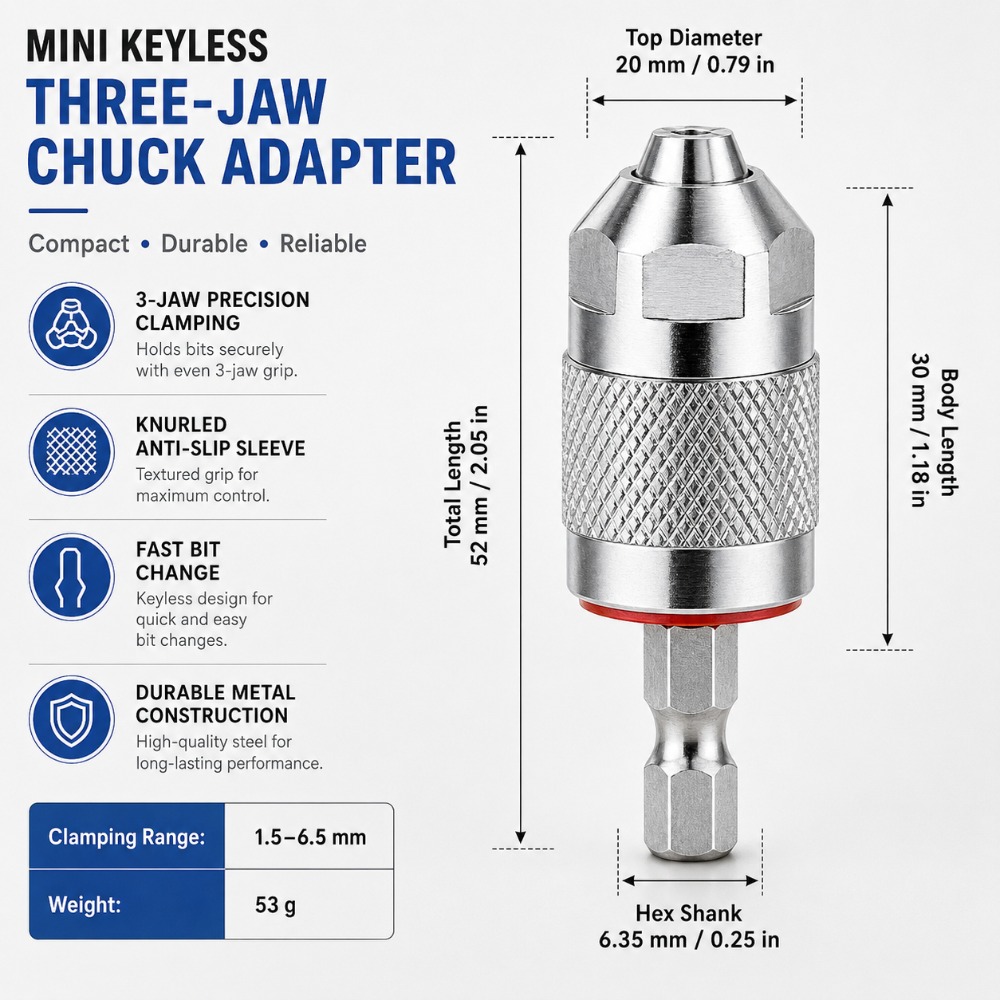 3 Jaw Drill Chuck Adapter with - Power Tools For Woodworking 评论和价格