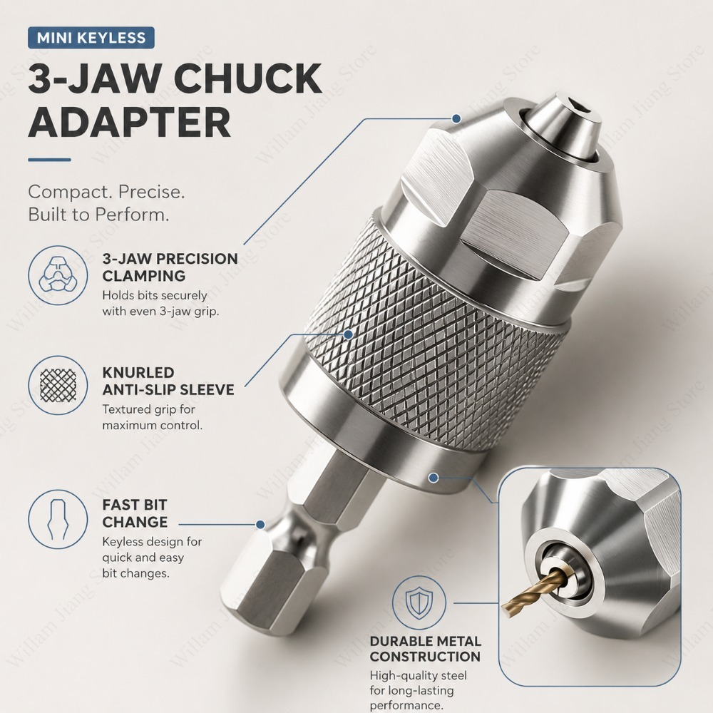 3 Jaw Drill Chuck Adapter with - Power Tools For Woodworking 评论和价格